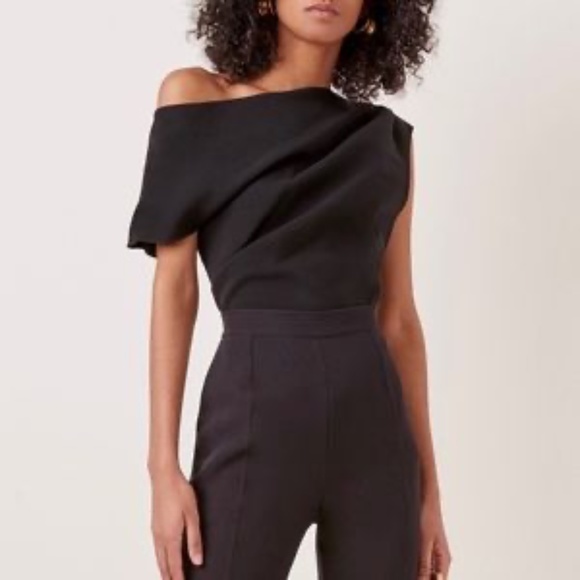 Acler Thistle Gathered One-Shoulder Crepe Top Black XS - Picture 3 of 8
